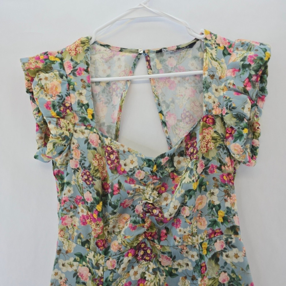 Zara Floral Mini Dress Womens M Forest Fairy Prairiecore Whimsical Coquette Y2K - Picture 13 of 13